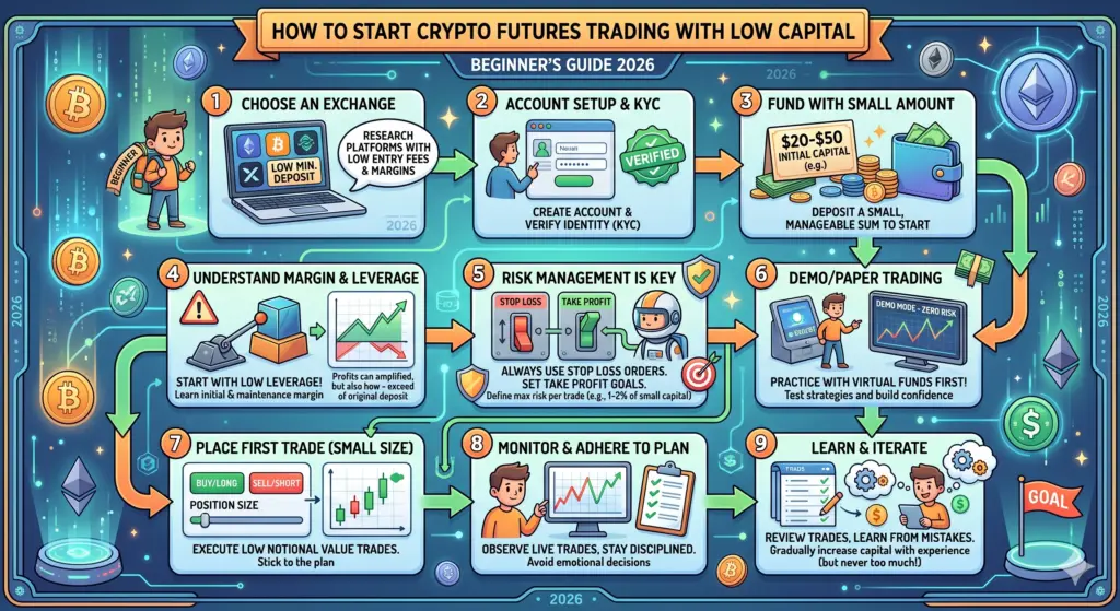 How to Start Crypto Futures Trading with Low Capital (Beginners Guide 2026)