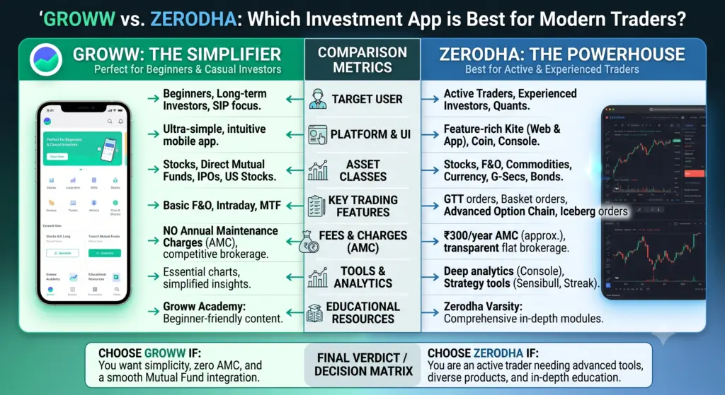 Groww vs. Zerodha Which Investment App is Best for Modern Traders