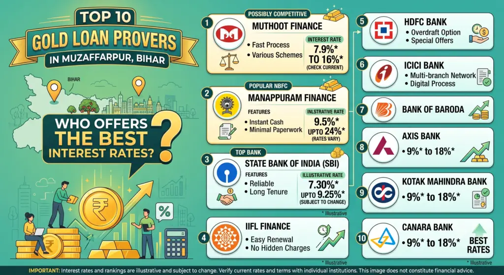 Top 10 Gold Loan Providers in Muzaffarpur,Bihar Who Offers the Best Interest Rates
