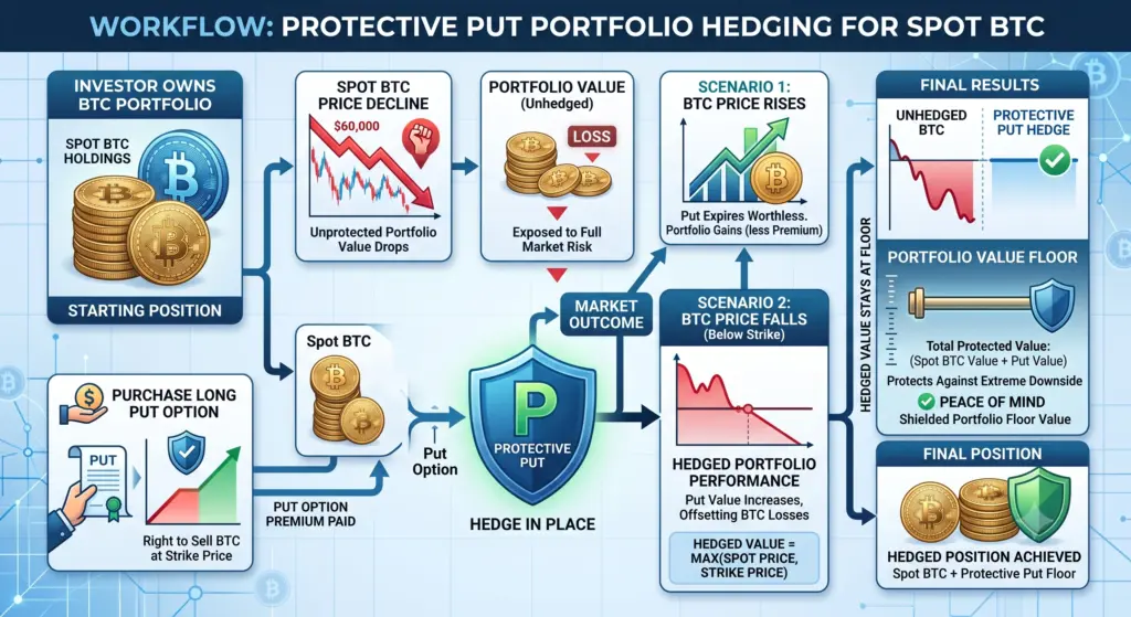 Portfolio Hedging Workflow showing Spot BTC