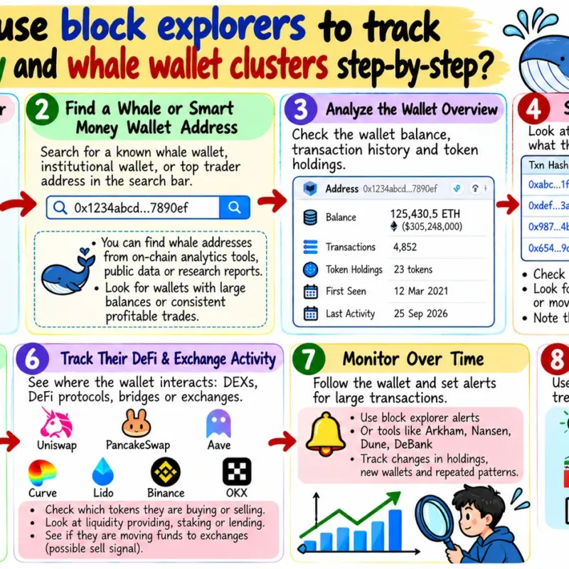 How do I use block explorers to track smart money and whale wallet clusters step-by-step?