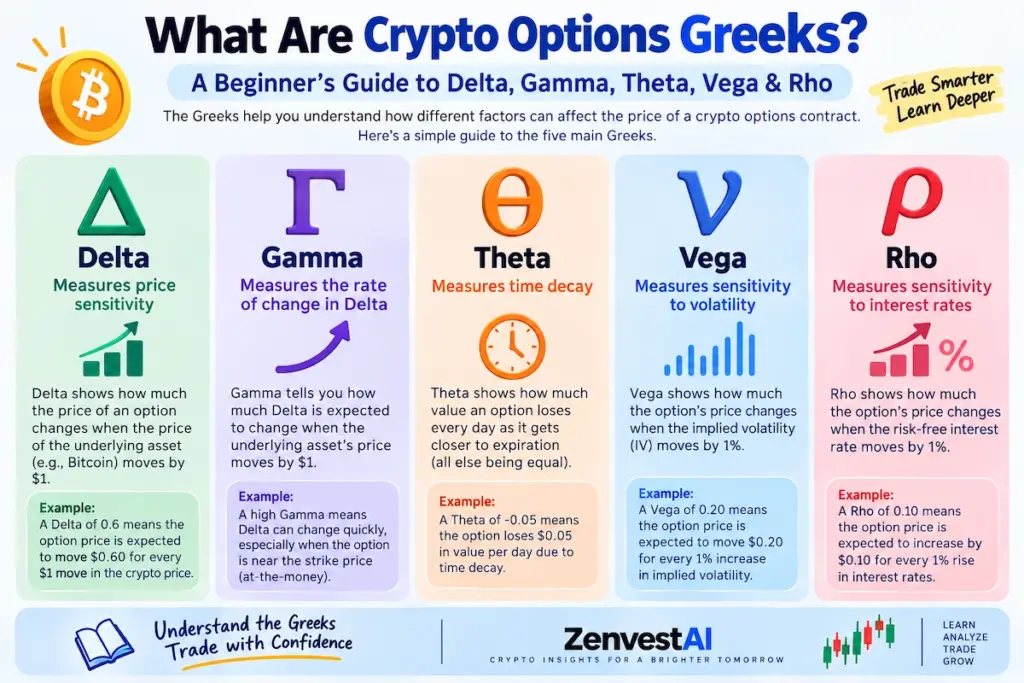 Crypto options Greeks explained: Delta, Gamma, Theta, Vega and Rho