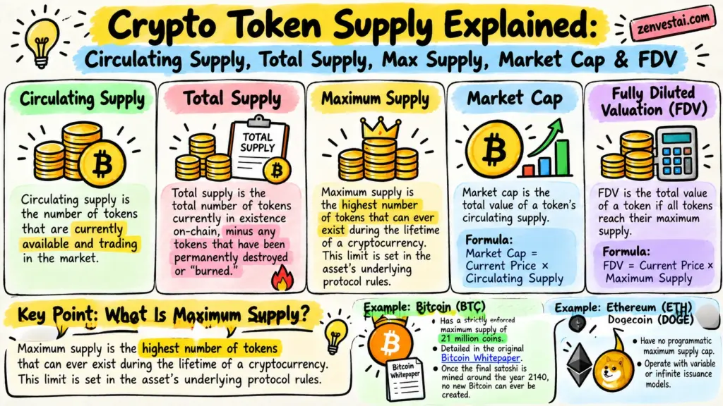 Crypto Token Supply Explained Circulating Supply, Total Supply, Max Supply, Market Cap & FDV